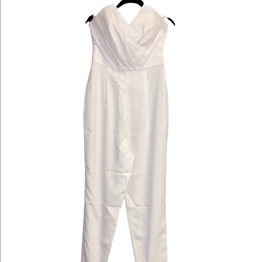 bebe Natalie Strapless Jumpsuit - White